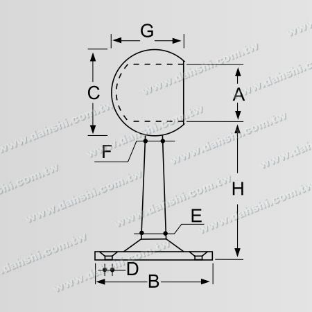 Abmessung: Schraube freiliegende Halterung - Balkon- oder Innenraumdekoration Brüstung-Innenseitenhalterung - Kurvenform Ring &amp; Trapezoidstange