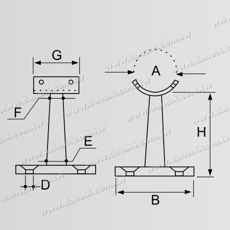 Dimension: Screw Exposed Bracket - Balcony or Interior Decoration Balustrade Top Bracket & Trapezoid Bar